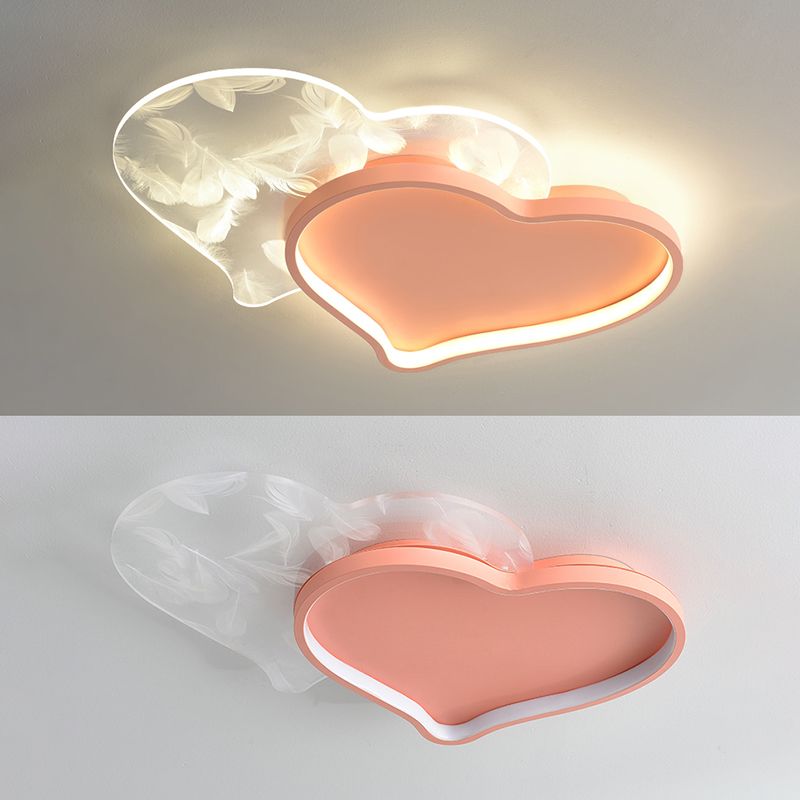 Style contemporain DEL Metal LED Flush Light Fixture Feather Ceiling Flush Mount for Bedroom