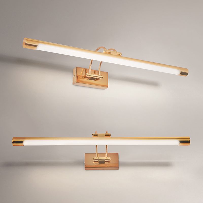 Minimalistic LED Wall Sconce Lighting Tubular Adjustable Vanity Light with Plastic Shade