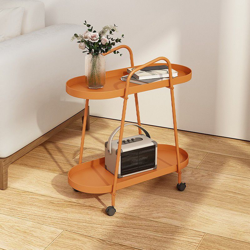 Mid-Century Metal End Side Table Oval 2-Tier Corner Table with Storage