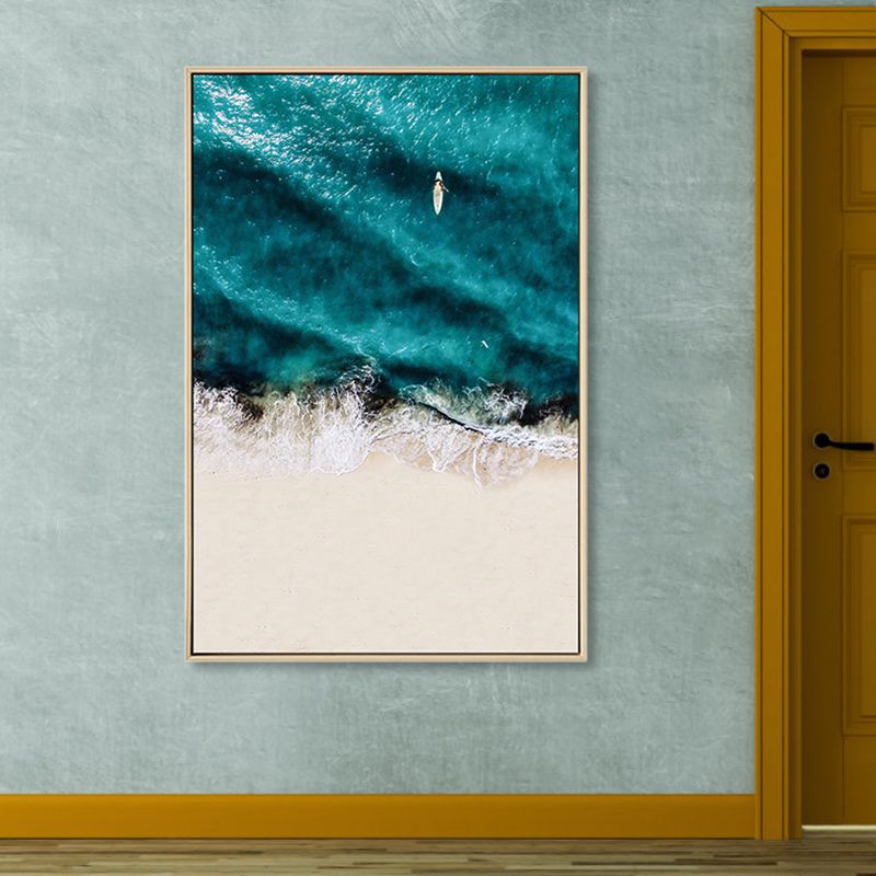 Tropical Landscape Wall Decor Canvas Textured Dark Color Wall Art for Family Room