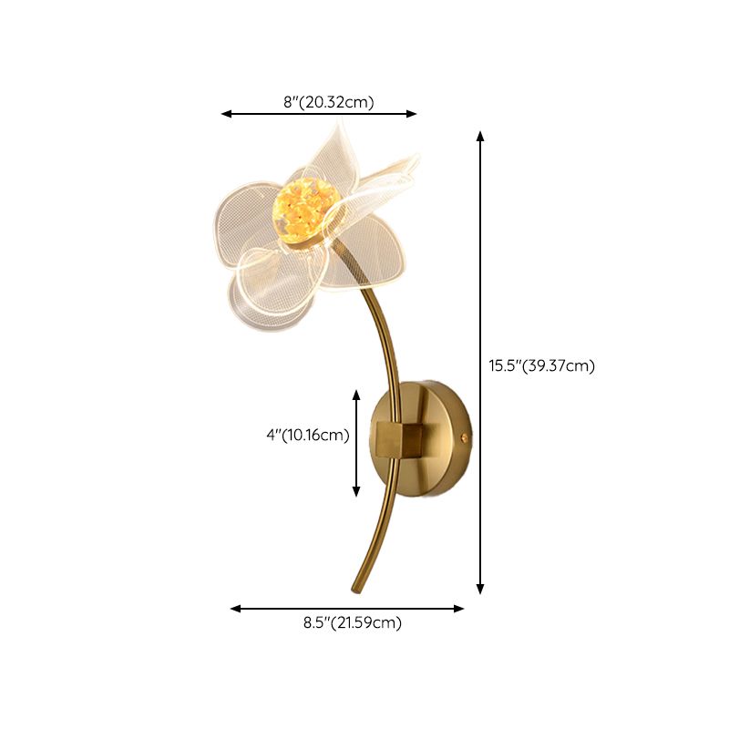 Modern Wall Sconce Flower Wall Light Fixture with Acrylic and Metal for Bedroom