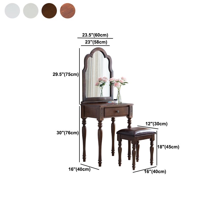 Traditional Wooden Vanity Makeup Dressing Table Stool Set, 23.62" Wide