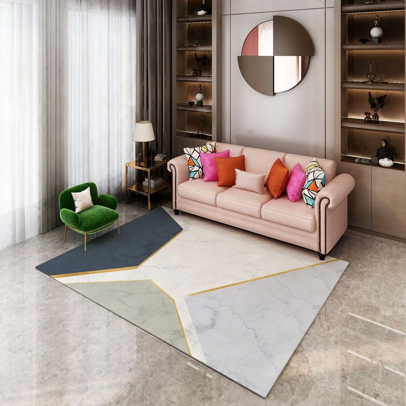 Contemporary Polyester Rug Abstract Pattern Rug Stain Resistant Area Carpet for Living Room