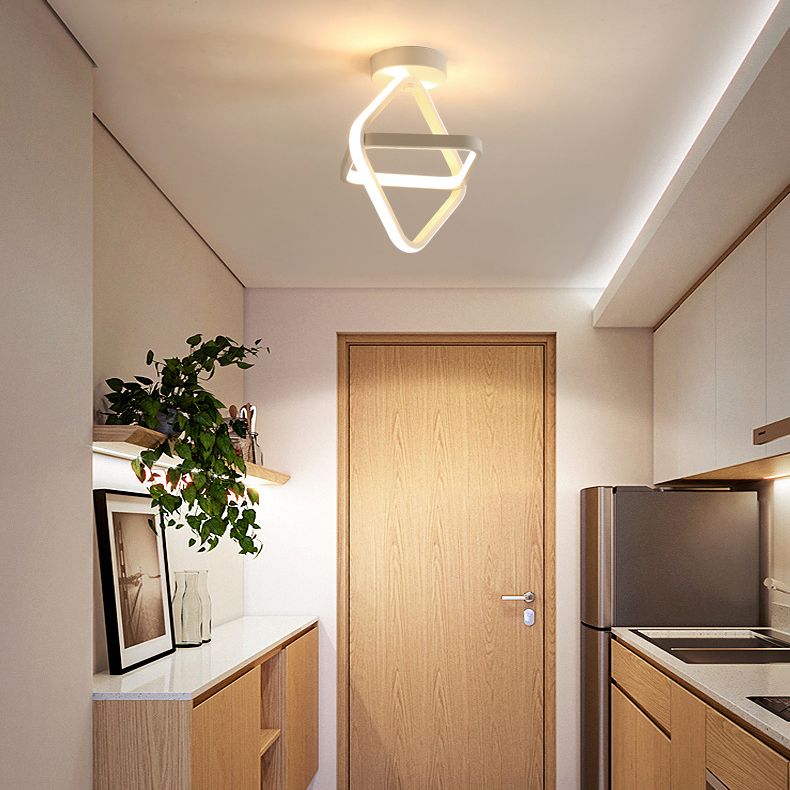Geometrische semi -flush mount light moderne eenvoud aluminium plafond verlichtingsarmaturen voor slaapkamer