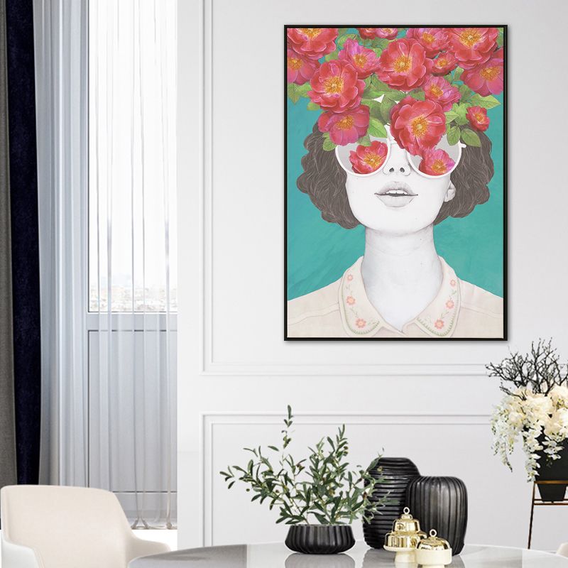 Textured Mixed Media Woman Canvas Nordic Wall Art Decor for Girls Bedroom, Optional Sizes