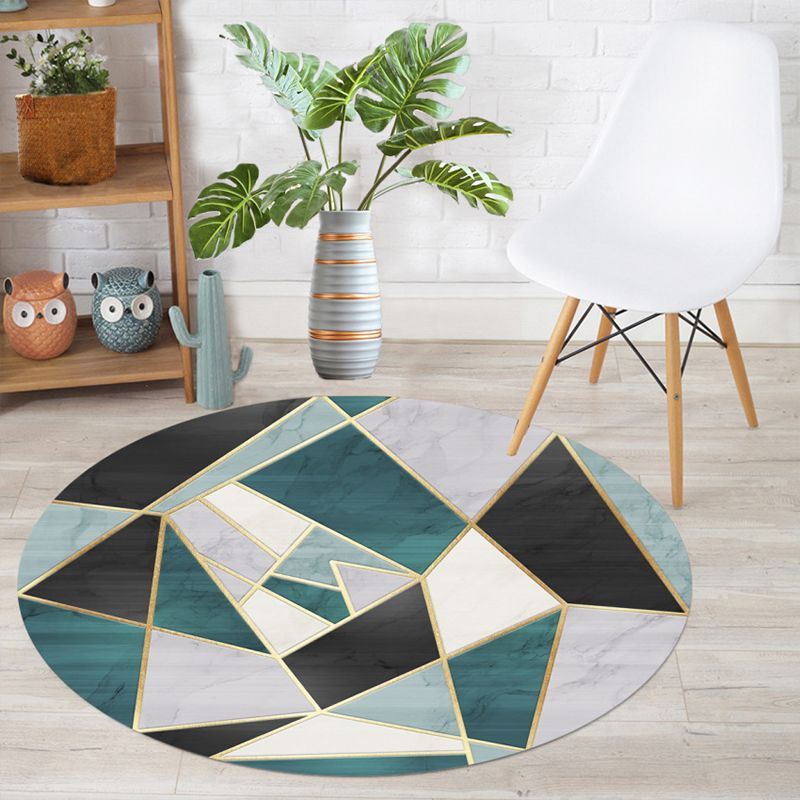 Multicolor Lounge Rug Mid-Century Abstract Pattern Carpet Synthetics Pet Friendly Washable Non-Slip Backing Rug