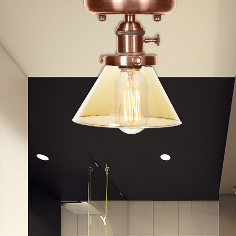 1 Apparecchio di illuminazione in vetro in vetro industriale a cono leggero/campana semifulpa