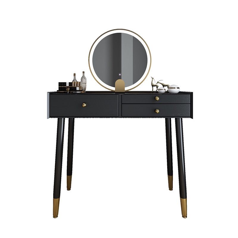 Scandinavian Lighted Mirror Makeup Vanity Desk in Wood Vanity Dressing Table Set