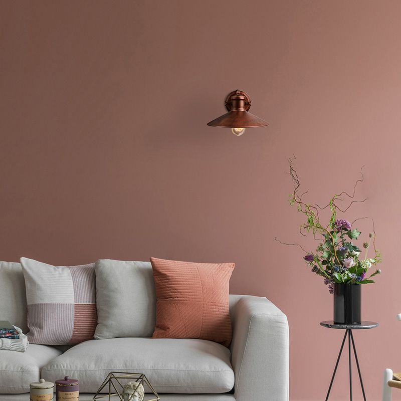 Metallic Saucer Sconce Wall Lighting Antique Style 1 Bulb Corridor Wall Sconce Lamp in Black/Rust