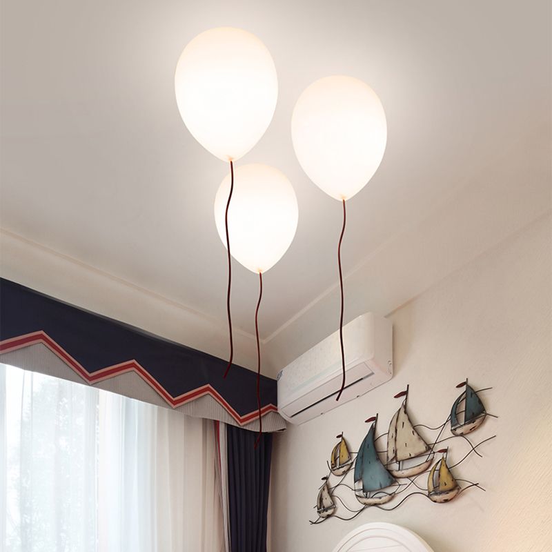White Balloon Shade Flush Mount Light Contemporary 8"/10" W 1 Head Opal Glass Ceiling Mounted Fixture, Warm/White Light