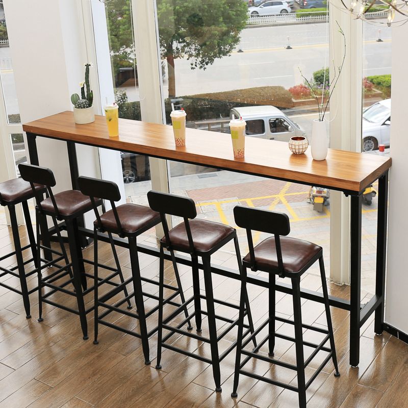 Contemporary Armless Bar Stools Solid Wood Barstool with Footrest