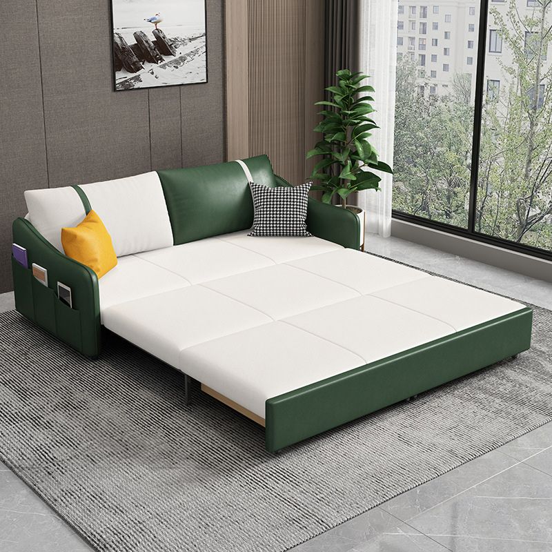 Modern 25.6" H Faux Leather Slope Arm Sofa Bed For Living Room