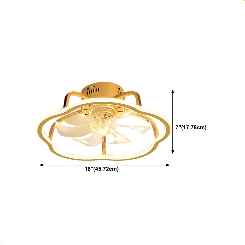 Modern Style Ceiling Fan Lamp Metal Ceiling Fan Lighting in Golden for Living Room