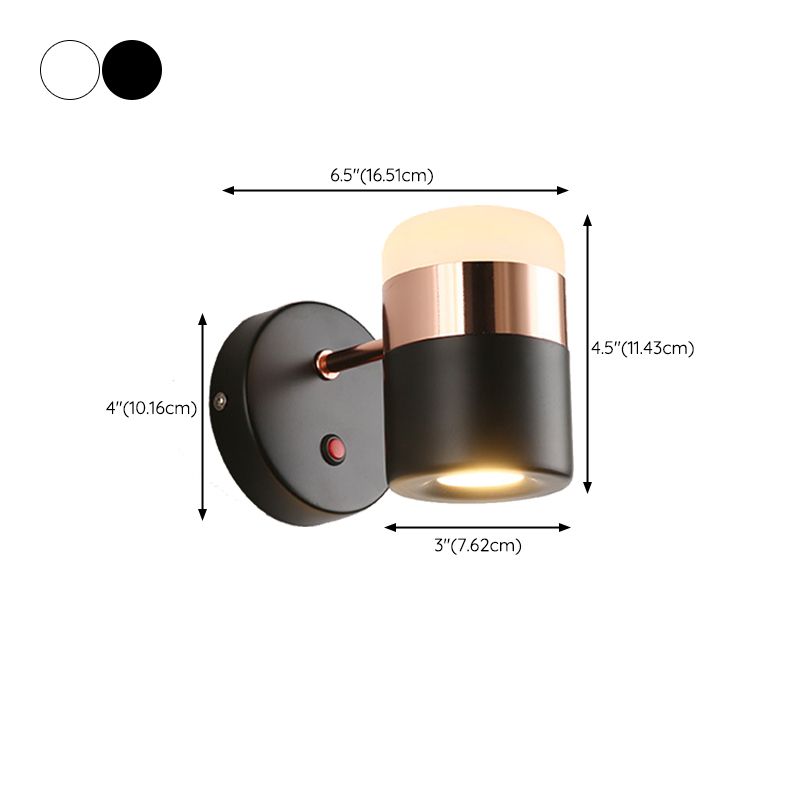 Modern Cylinder Shade Wall Sconce Metal 1 Light Sconces for Bedroom