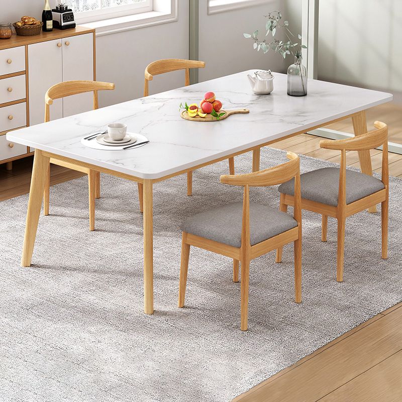 Contemporary MDF Rectangle Shape Dining Set Kitchen Standard Dining Set with 4 Legs Table