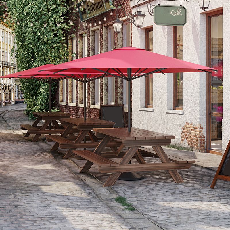 Farmhouse Solid Wood Picnic Table UV Resistant Brown Patio Table