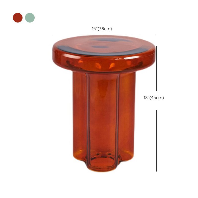 Modern Clear Glass Coffee Table Pedestal Round Simple Cocktail Table
