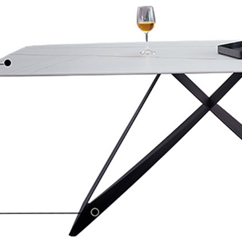 Modern Rectangle Table Stone Dining Room Table with Metal Base