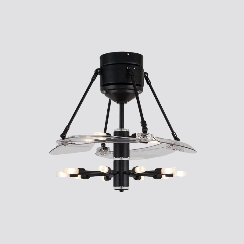 48 "breit geometrische Hangdüfter Leichtsexerität Metall Black Semi-Flush-Halterung mit 4 Klingen