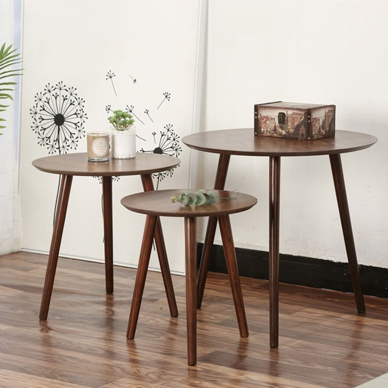 Scandinavian 3 Legs Cocktail Table Round Wooden Coffee Cocktail Table for Living Room