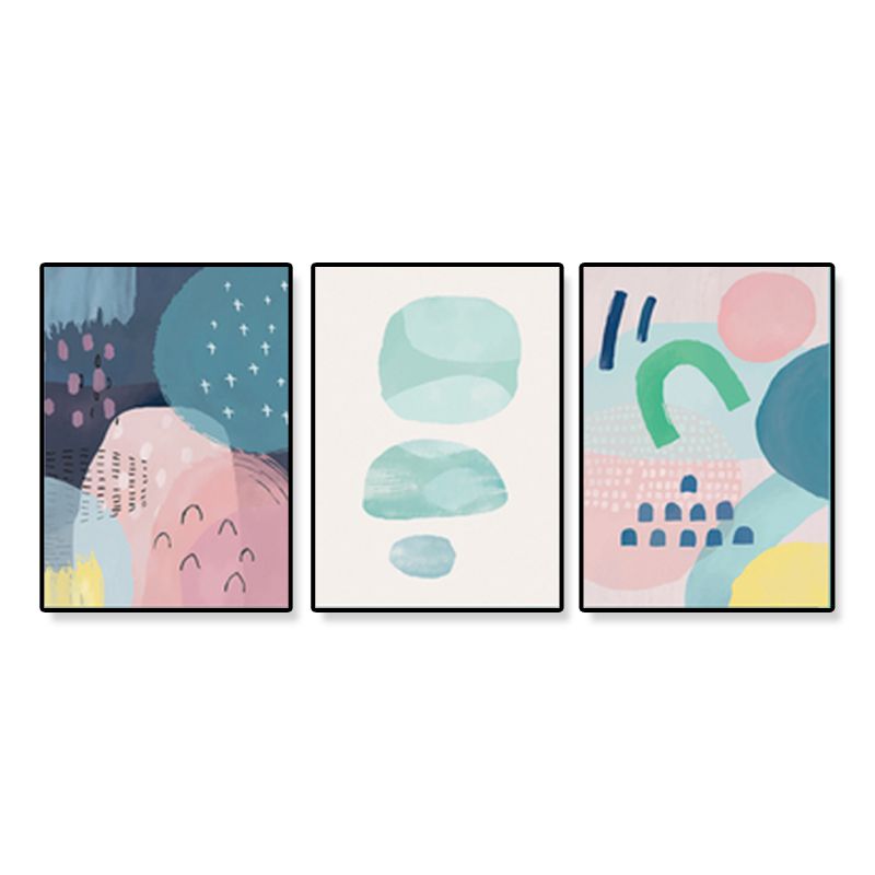 Ensemble d'art mural gouttes de pluie, motif abstrait nordique, impression sur toile de couleur pastel pour la décoration