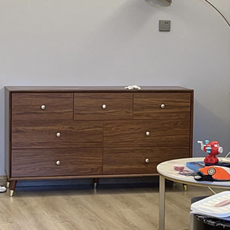 Glam Chest Bedroom Solid Wood Storage Chest in Brown with Drawers