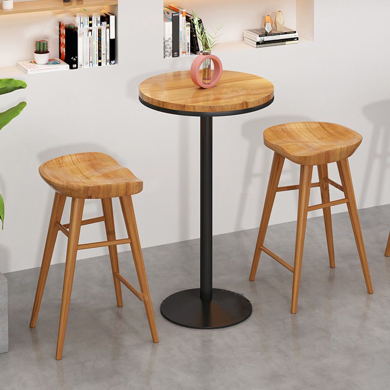 Indoor Modern Counter-height Stool Solid Wood Footrest Saddle Seat Counter Stool