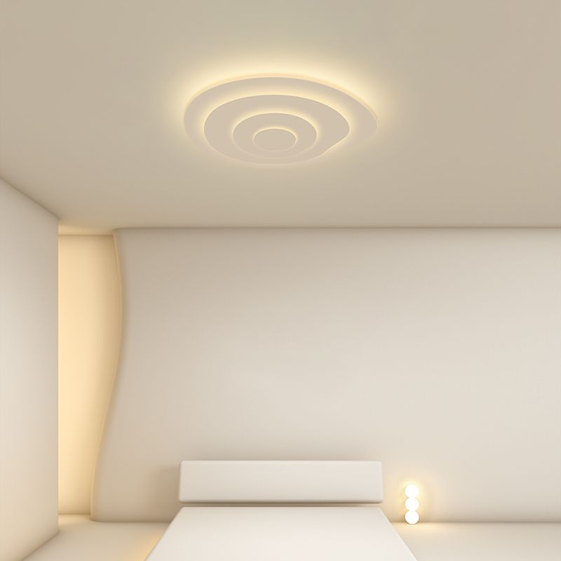 Plafonnier LED circulaire blanc en fer laqué de simplicité moderne avec abat-jour en acrylique
