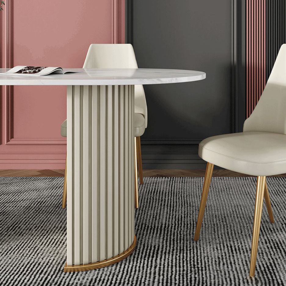 Nordic Glam Rectangle Sintered Stone Table Set 1/2/5/7 Pieces Dining Set