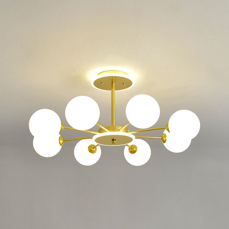 Glass Spherical Shape Chandelier Light Modern Style Multi Light Hanging Lamp for Bedroom