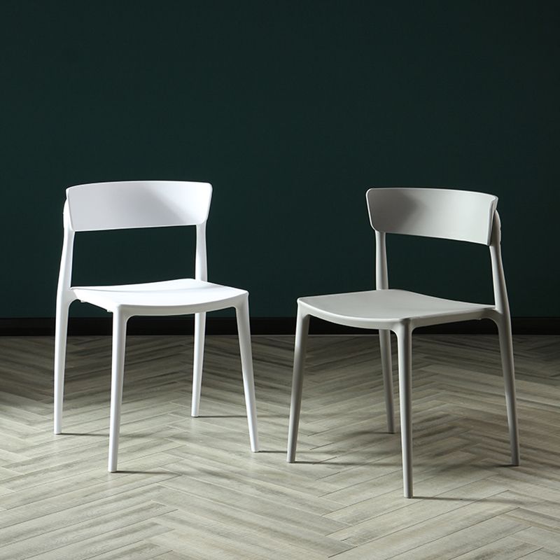 Silla sin brazos de comedor de plástico escandinavo, silla lateral con respaldo abierto