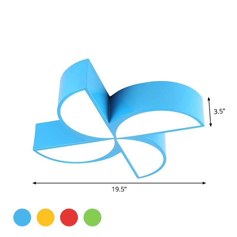 Windmill Baby Room Ceiling Mounted Lamp Acrylic LED Kids Flush Light Fixture in Red/Yellow/Blue