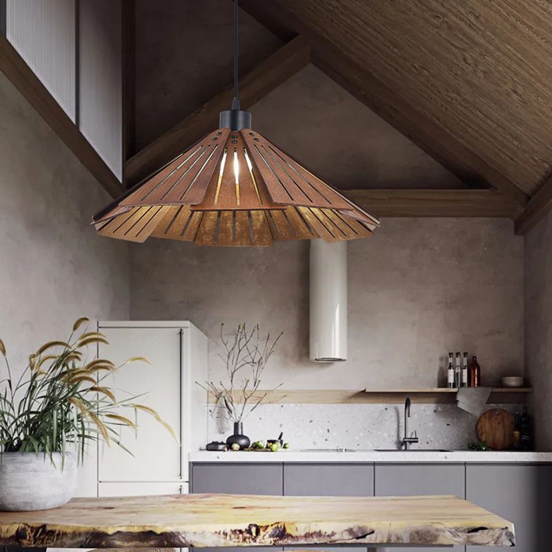 Côté à cône en bois Éclairage pendentif style moderne 1 lumière suspendue pour le salon