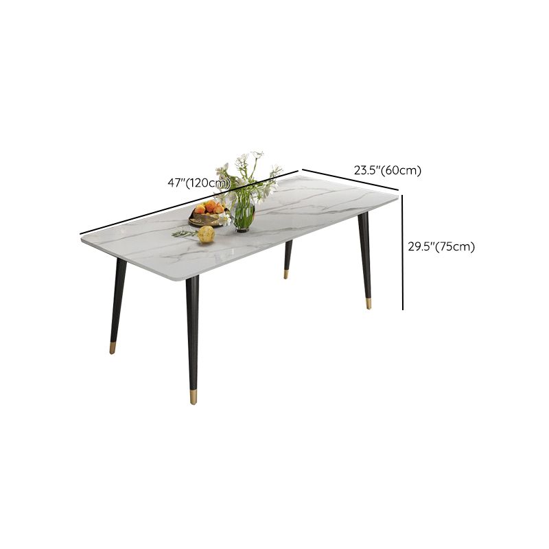 Modern Dining Rectangle Table Sintered Stone Table with Metal Legs for Kitchen