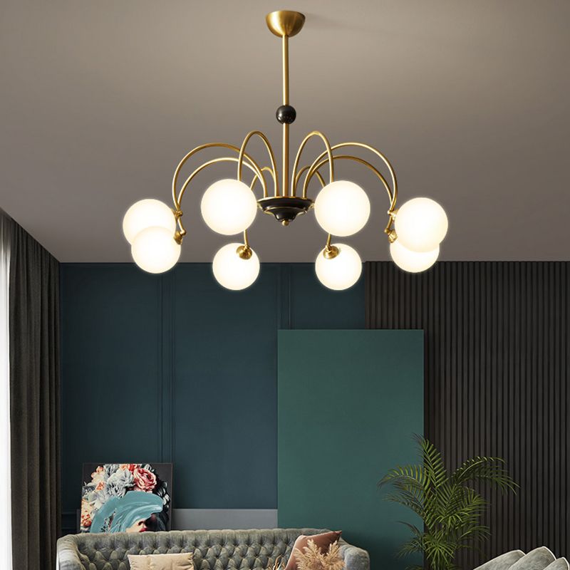 Glass Bronze Chandelier in Modern Luxury Style Copper Globe Hanging Lamp for Interior Spaces