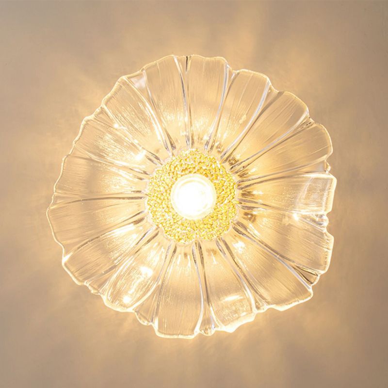 1-Light Ceiling Light Modern Ceiling Mount Light with Glass Shade for Bedroom