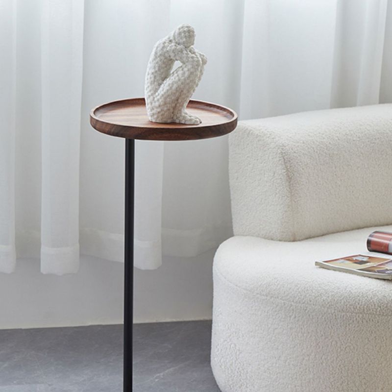 27.55" Tall Tray Top Side Table Contemporary Round End Table Stand