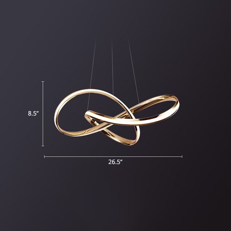 Twist Aluminum Chandelier Artistic Gold LED Hanging Ceiling Light for Dining Room