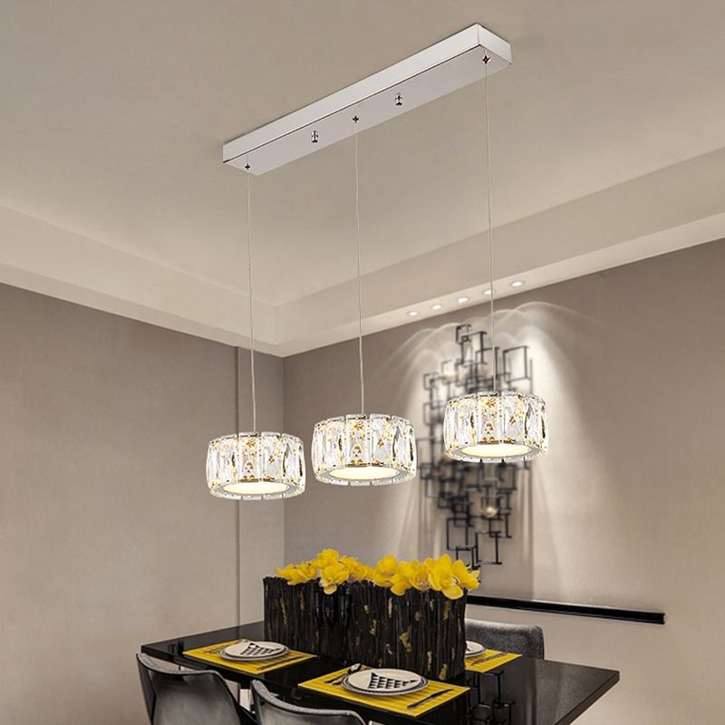Ronde eetkamer plafondlamp afgeschuinde gesneden K9 kristal minimalistische LED multi hanger in Clear