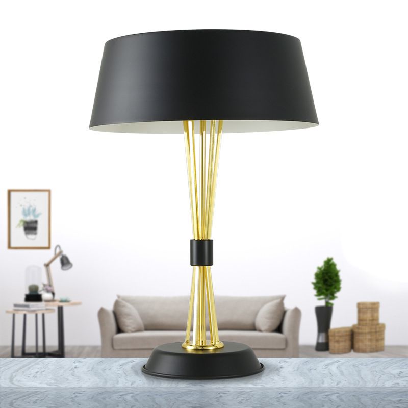 Lampe de nuit à tambour en métal moderniste 3 têtes d'éclairage de tâche noir pour le salon