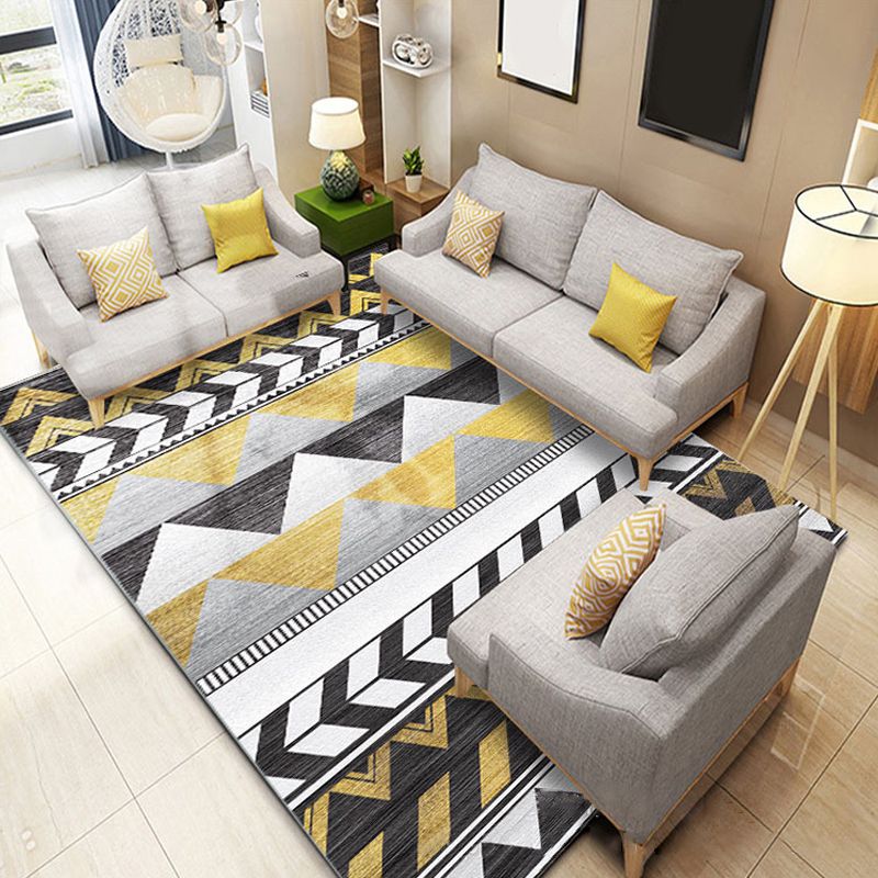 Nordic Hotel Area Rug Multi Colored Geometric Indoor Rug Synthetics Anti-Slip Stain Resistant Washable Rug