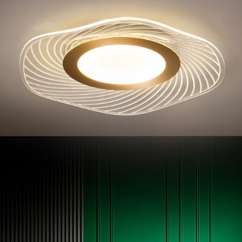 Acryl Ruffle Flushmount Leichte Schlichtheit Gold LED Deckenleuchte Montiert für Wohnzimmer