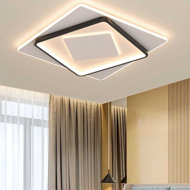 Nouveau Plafonnier LED encastré en acrylique moderne, carré, plafonnier avec 1 lumière