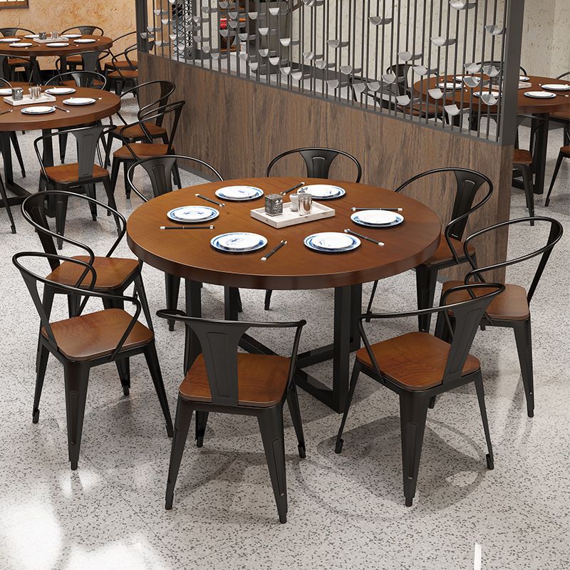 Modern Dining Round Table Wooden Table with Metal Legs for Home