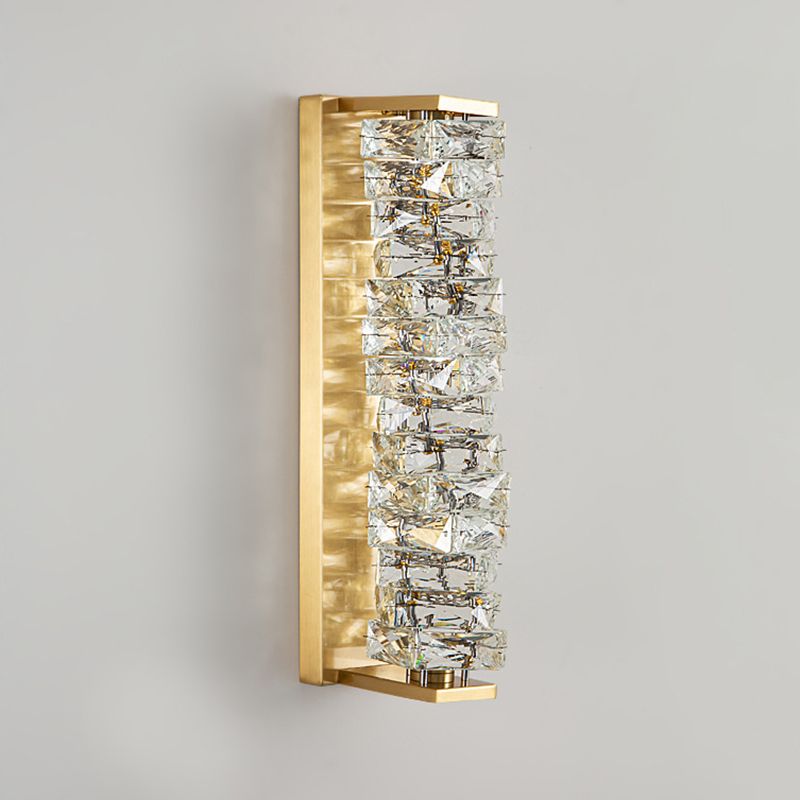 1-Light Geometric Sconce Light Fixture Modern Crystal Wall Light