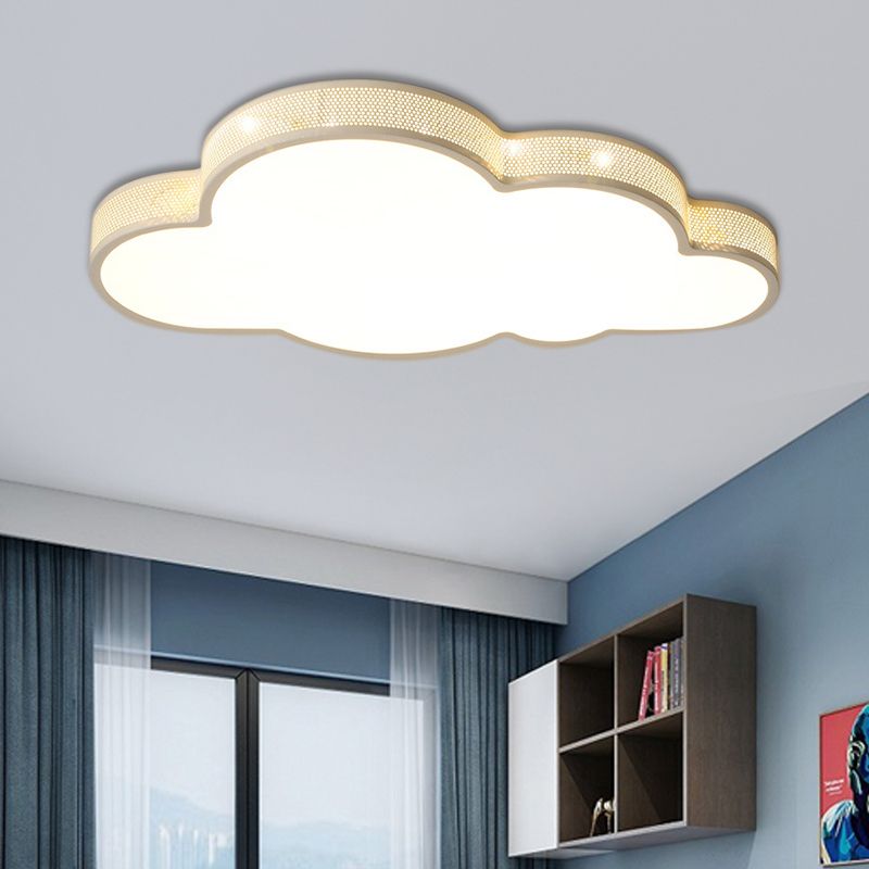 Macaron Perforated Cloud Ceiling Lamp Metal and Acrylic Undertint LED Flush Mount Light for Hallway