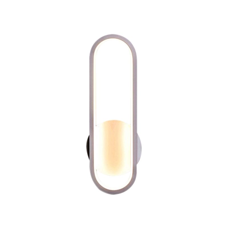 Zwart/wit langwerpig LED -wandconstructie Minimale acryl Woonkamer Wandverlichtingsideeën, Wit/warm licht