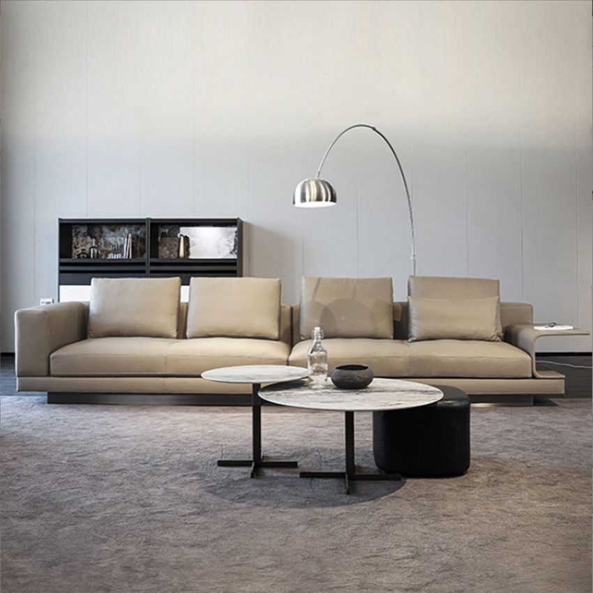 Scandinavian Light-grey Loose Back Square Arm Living Room Seating