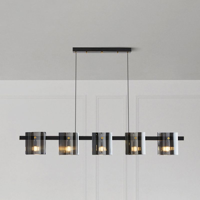 Glass Multi - Head Kitchen Island Light Modern Pendant Ceiling in Black / Gold