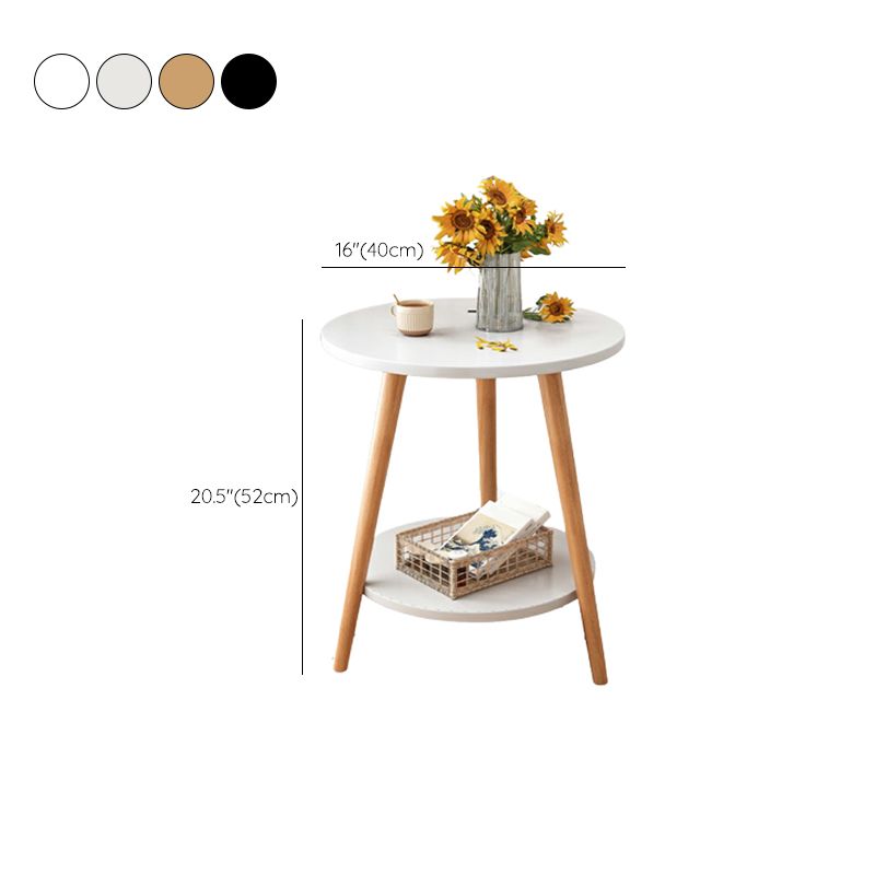 Stone 3 Legs Cocktail Table Modern Round Coffee Table with Shelf